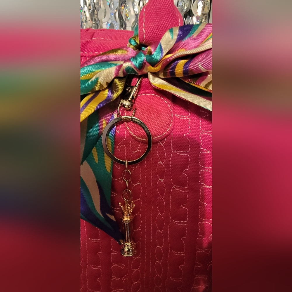 #555-Chic Hot Pink Cool Stitching Sautchal w Twirley/bag charm - Picture 3 of 14
